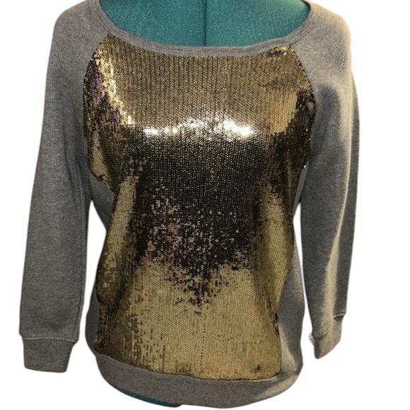 83- NWT PJK Libra Sequin Top, P:18.5”, L:26”, Gold/Gray, RT $278 - Picture 1 of 6